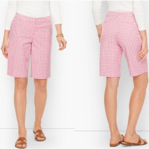 Talbots Perfect Short Pink Gingham Petites 6P Cotton Bermuda Classic Mid-Rise - Picture 2 of 13